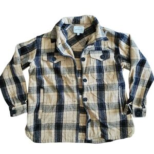 Lucky Brand Tan and Black Plaid Shirt